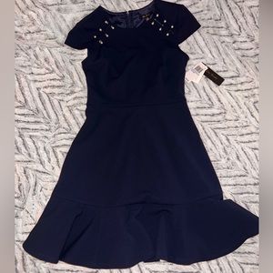 City Studio Navy Dress with Pearl Detail